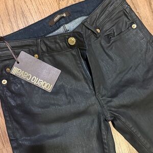 Roberto Cavalli NWT Wax Coated Jeans BLACK Women’s Size 40 (US size 2)